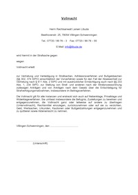 Vollmacht in Strafsachen - Rechtsanwalt Larsen Libuda